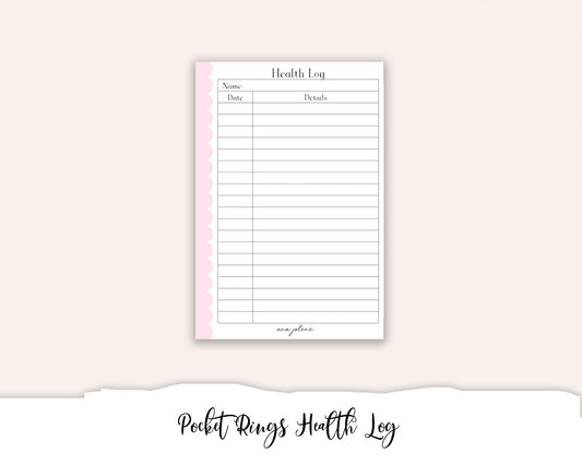 Pocket Rings Health Log Printable