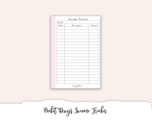 Pocket Rings Income Tracker Printable