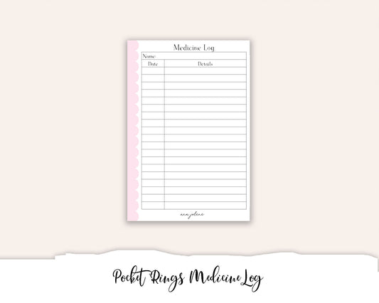 Pocket Rings Medicine Log Printable