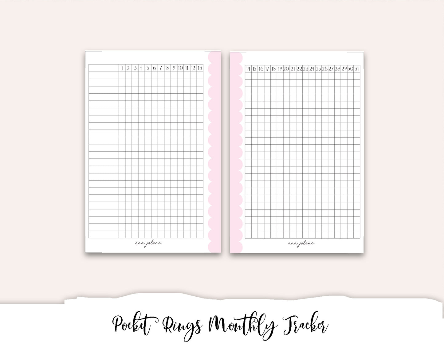 Pocket Rings Monthly Tracker Printable