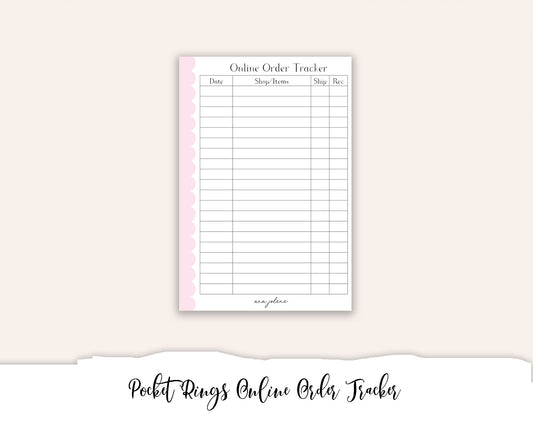 Pocket Rings Online Order Tracker Printable