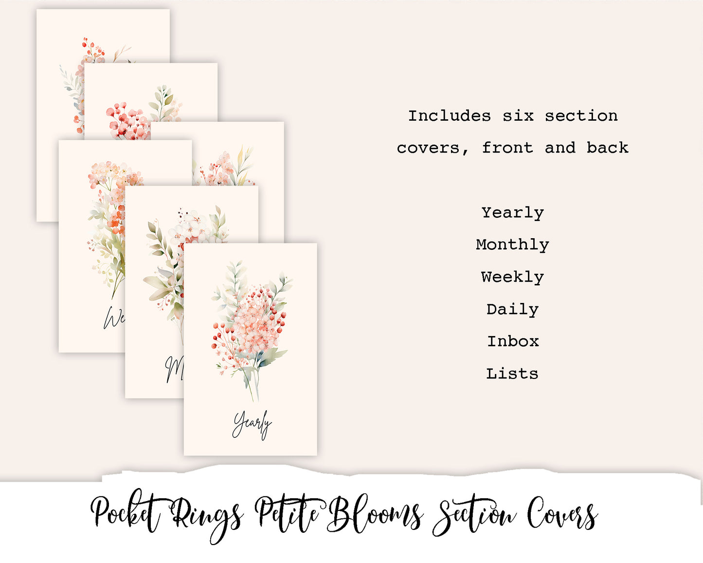 Pocket Rings Petite Blooms Section Covers Printable