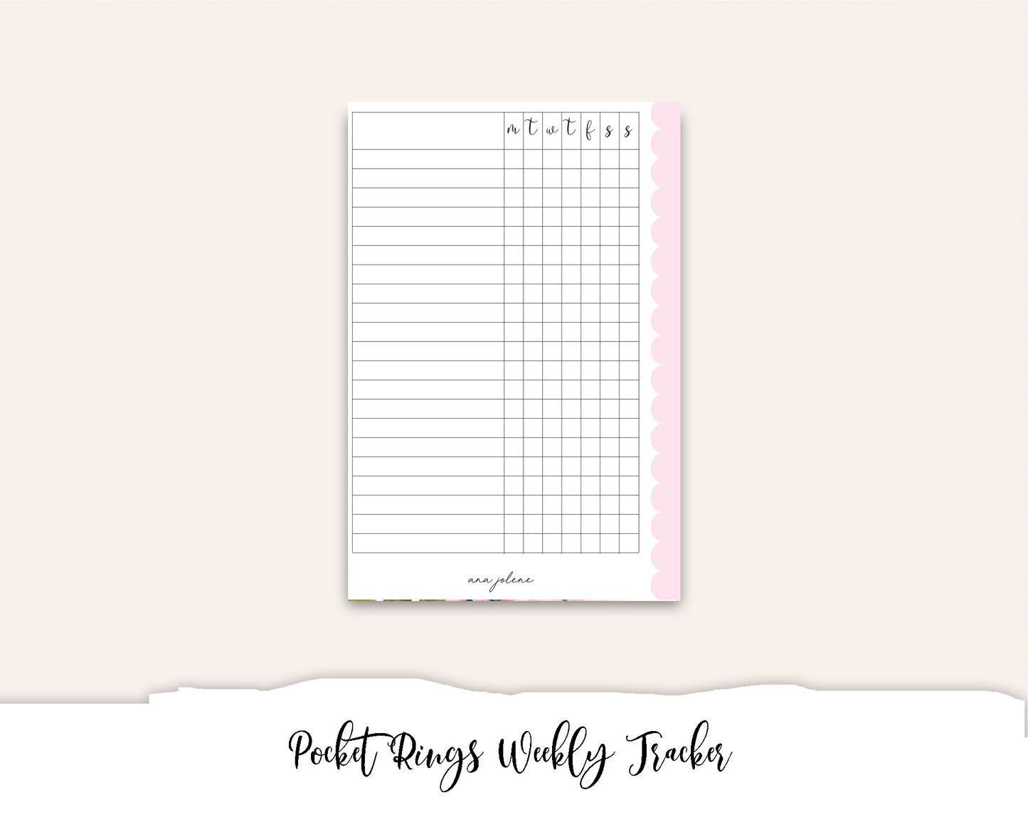 Pocket Rings Weekly Tracker Printable
