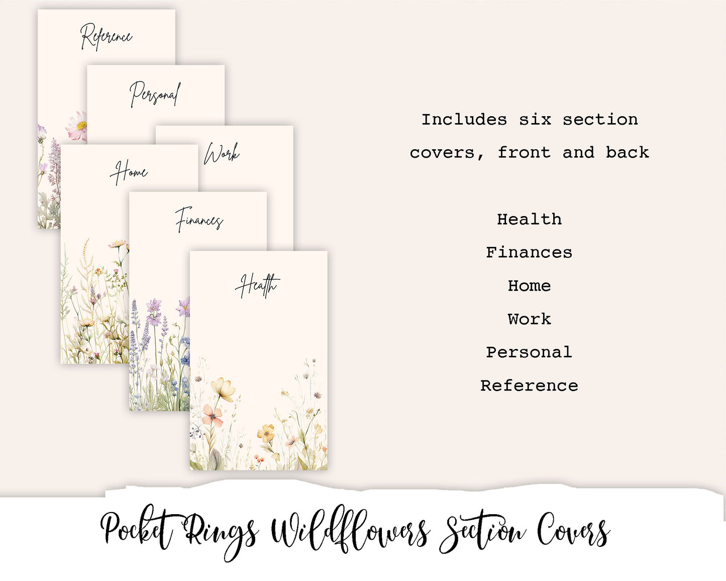 Pocket Rings Wildflowers Section Covers Printable