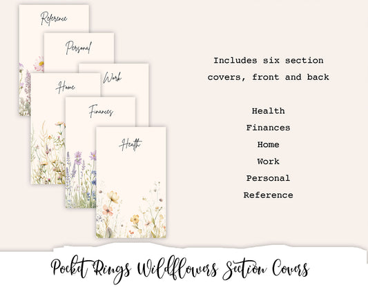 Pocket Rings Wildflowers Section Covers Printable