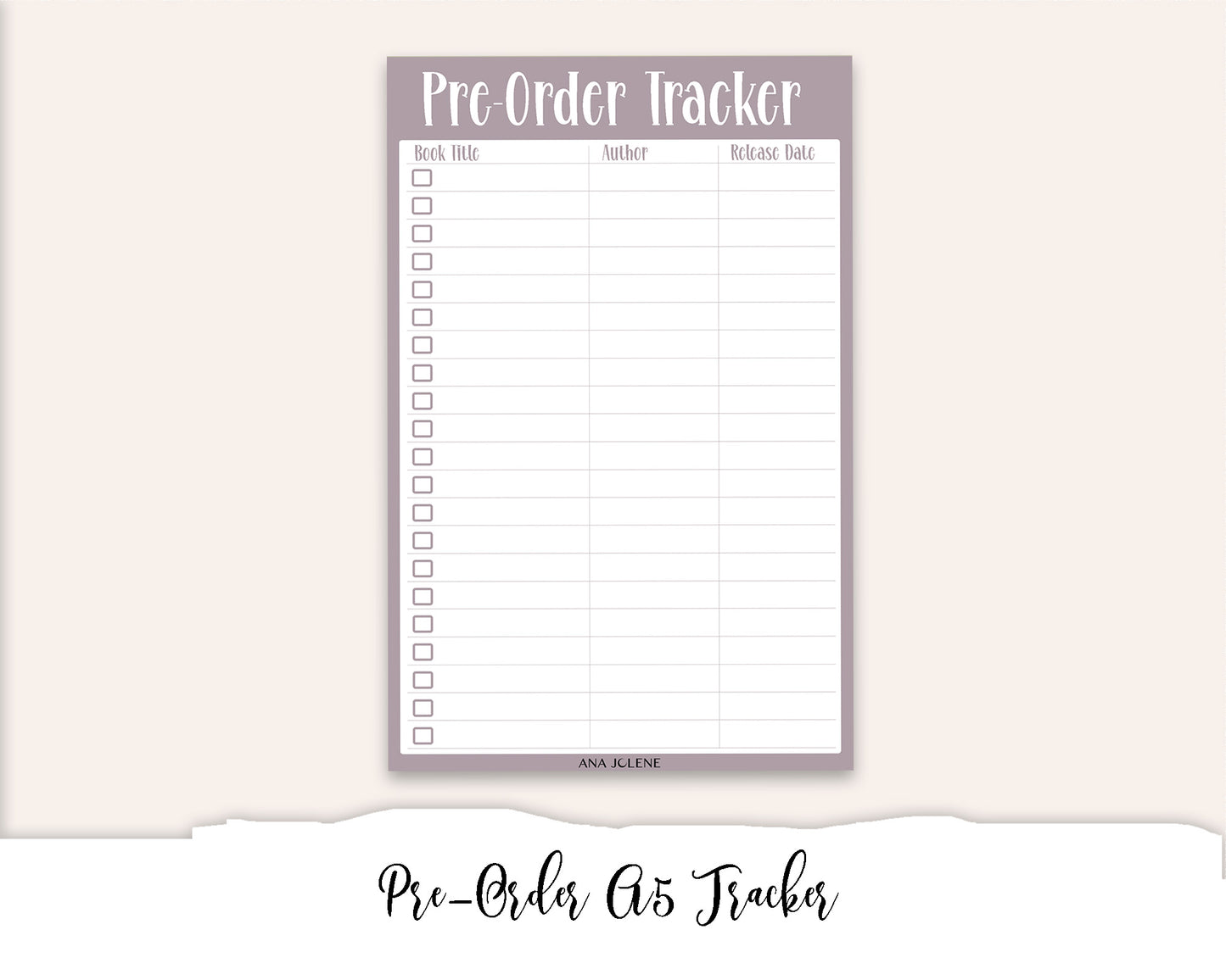 Pre-Order Tracker Full Page Sticker - A5 Reading Journal