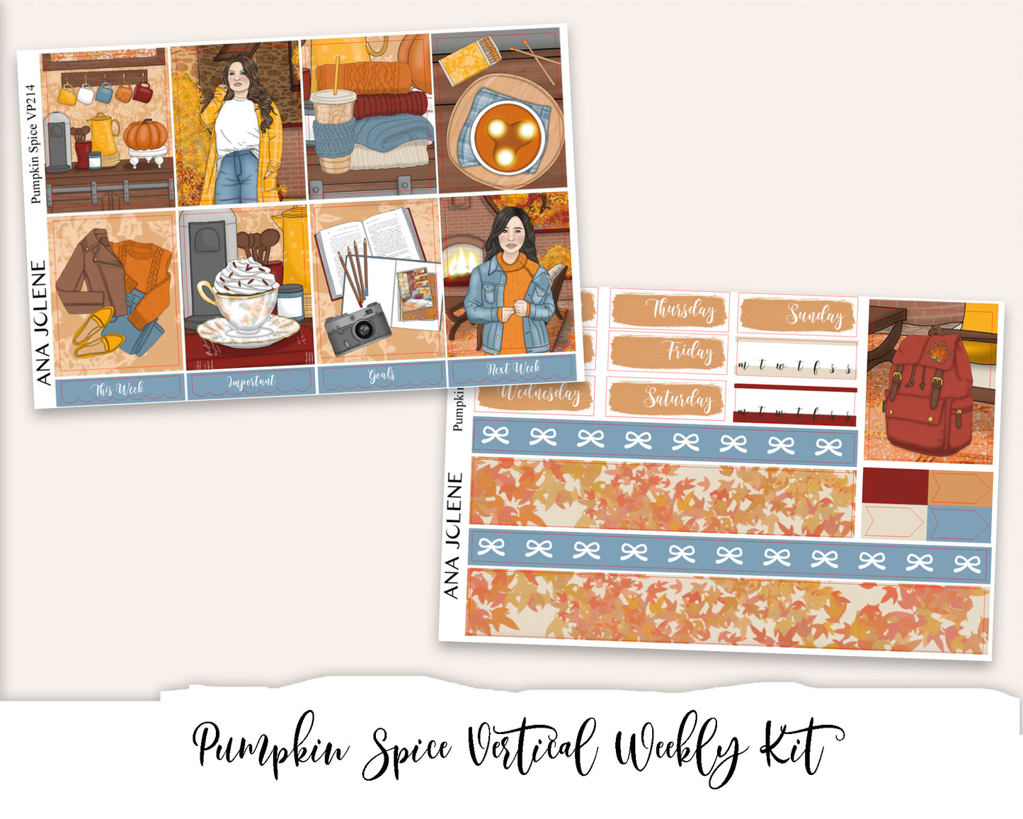 PUMPKIN SPICE Planner Sticker Kit (Vertical Weekly)