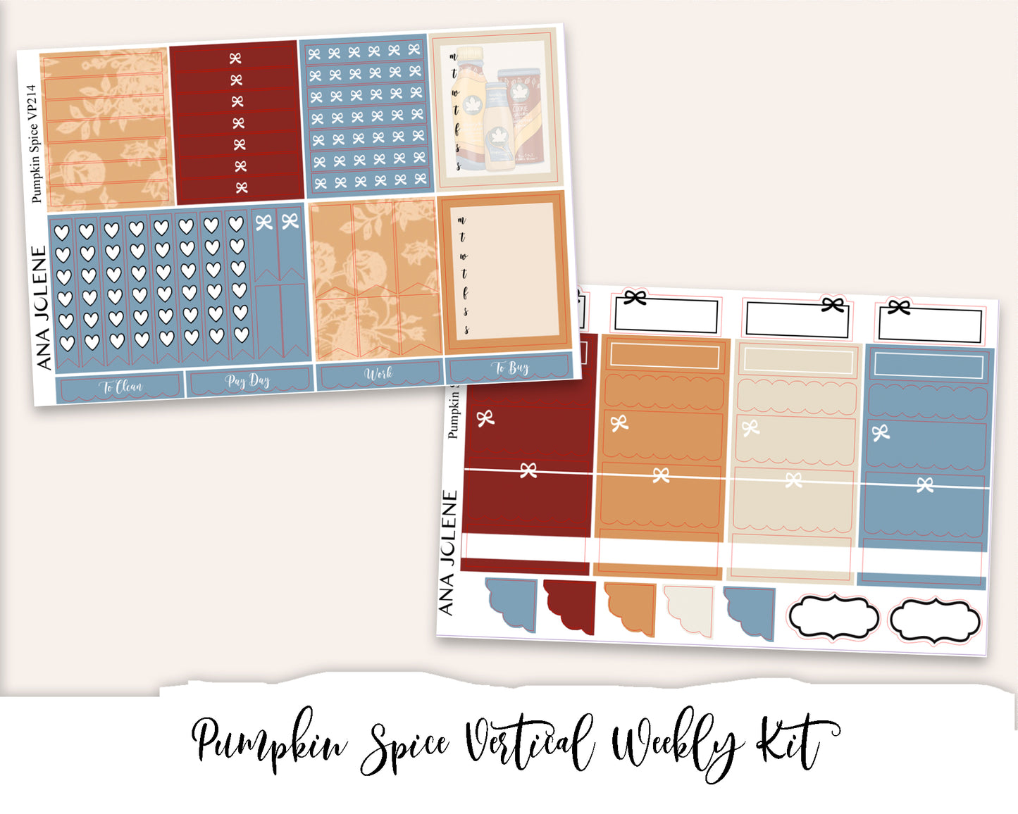 PUMPKIN SPICE Planner Sticker Kit (Vertical Weekly)