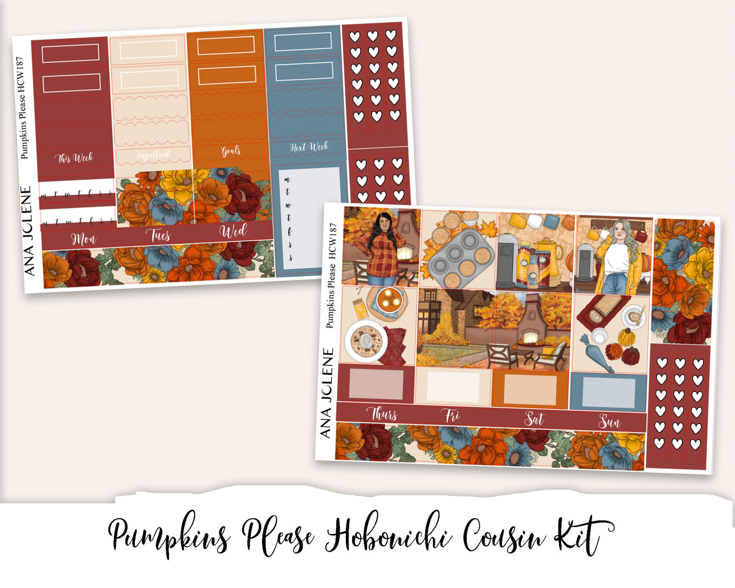 PUMPKINS PLEASE Hobonichi Cousin Weekly Planner Sticker Kit
