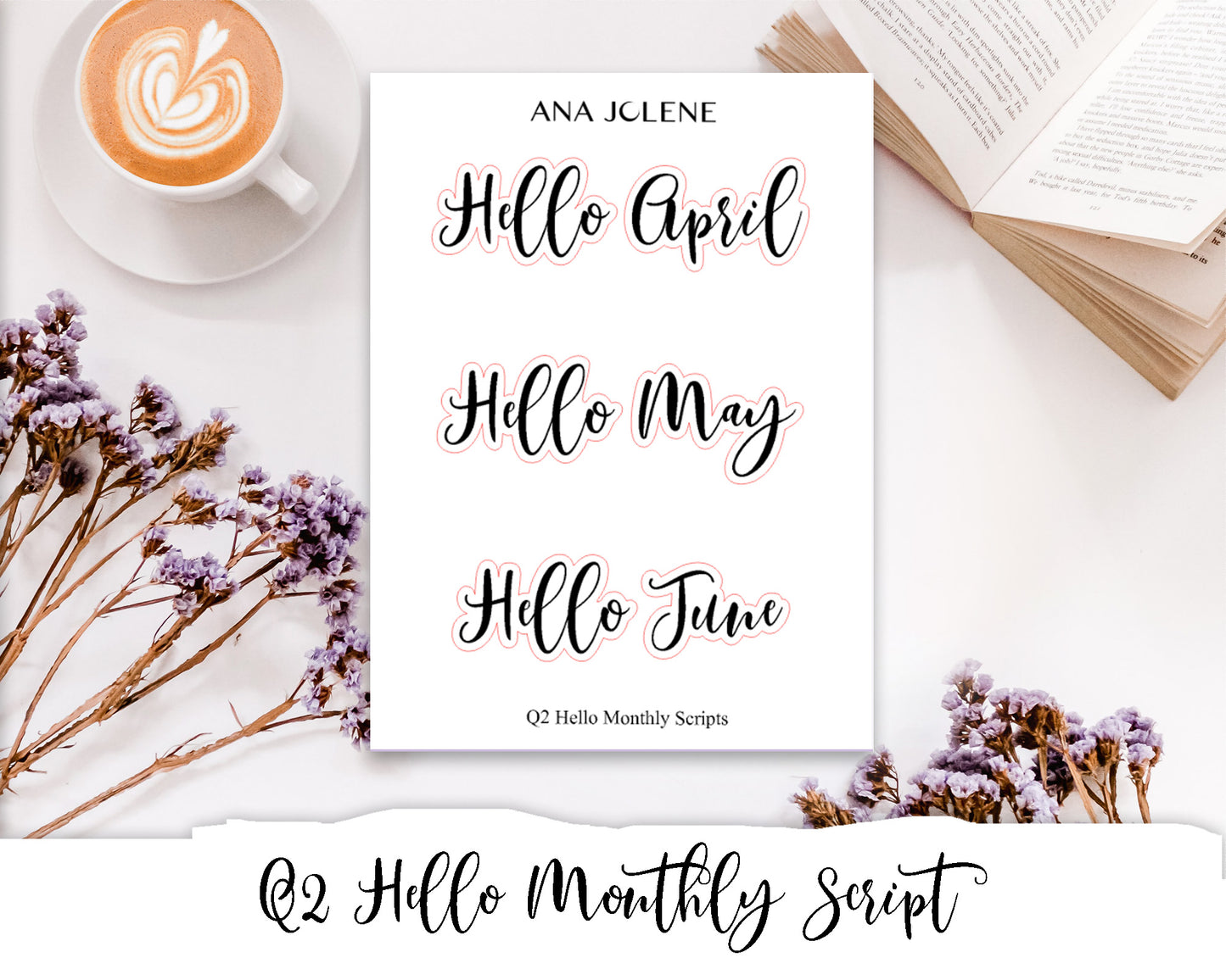 Hello Monthly Script Stickers