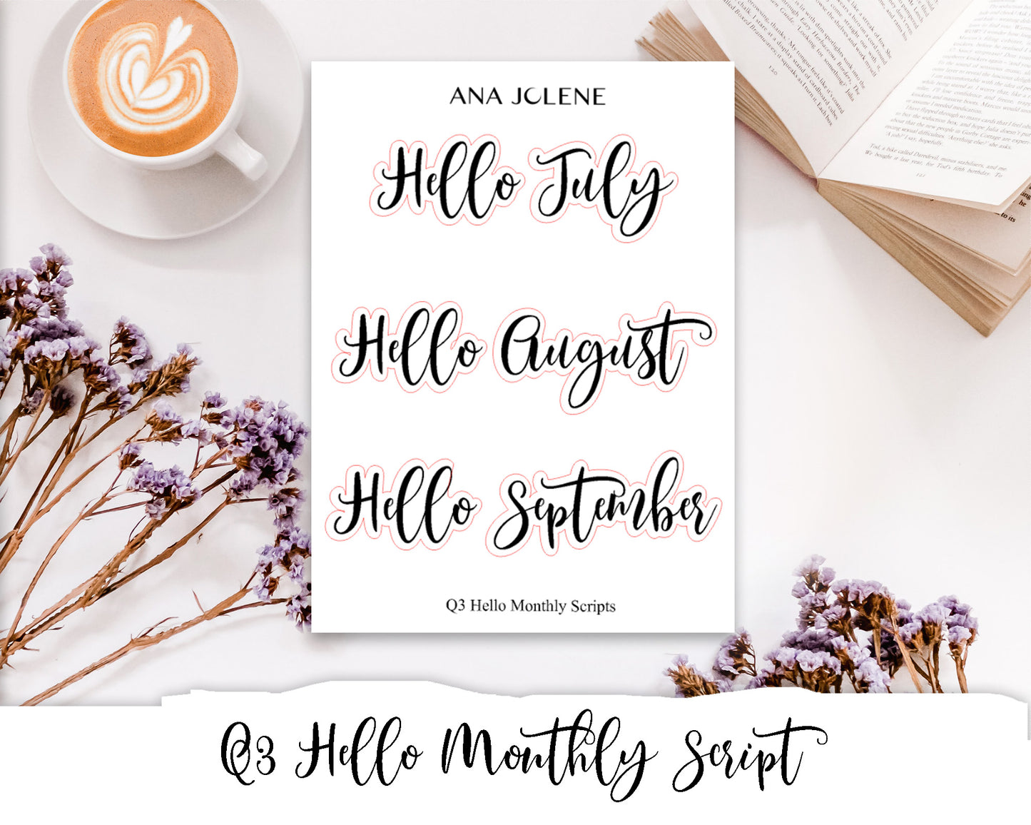 Hello Monthly Script Stickers