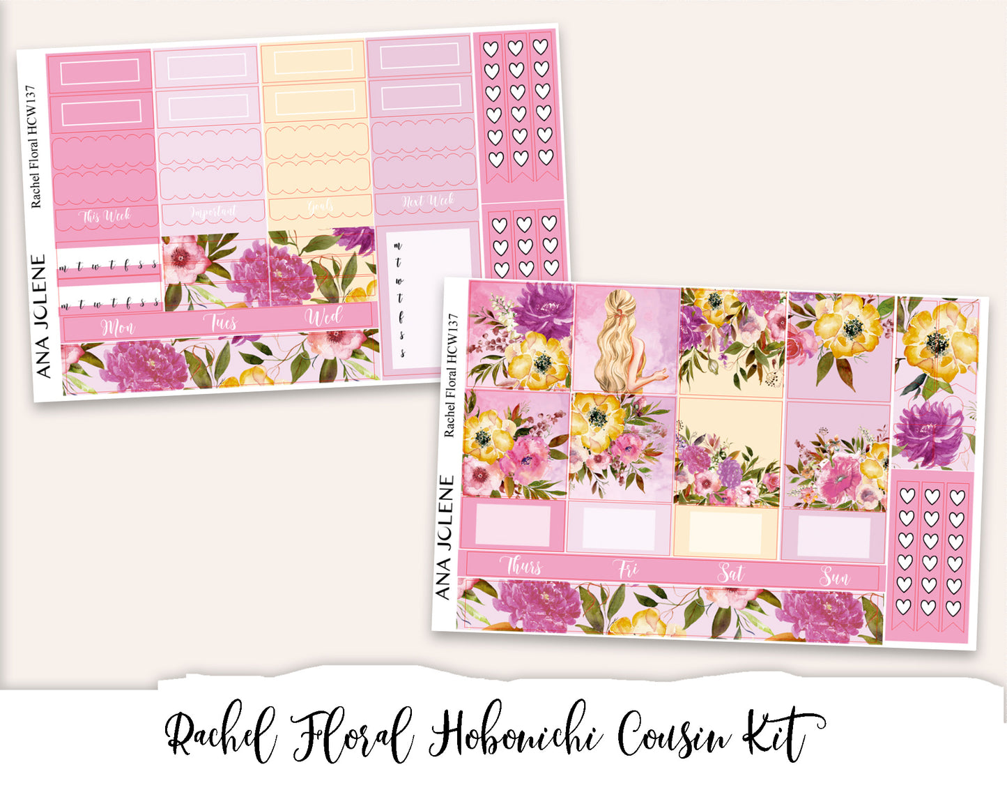 RACHEL FLORAL Hobonichi Cousin Weekly Planner Sticker Kit