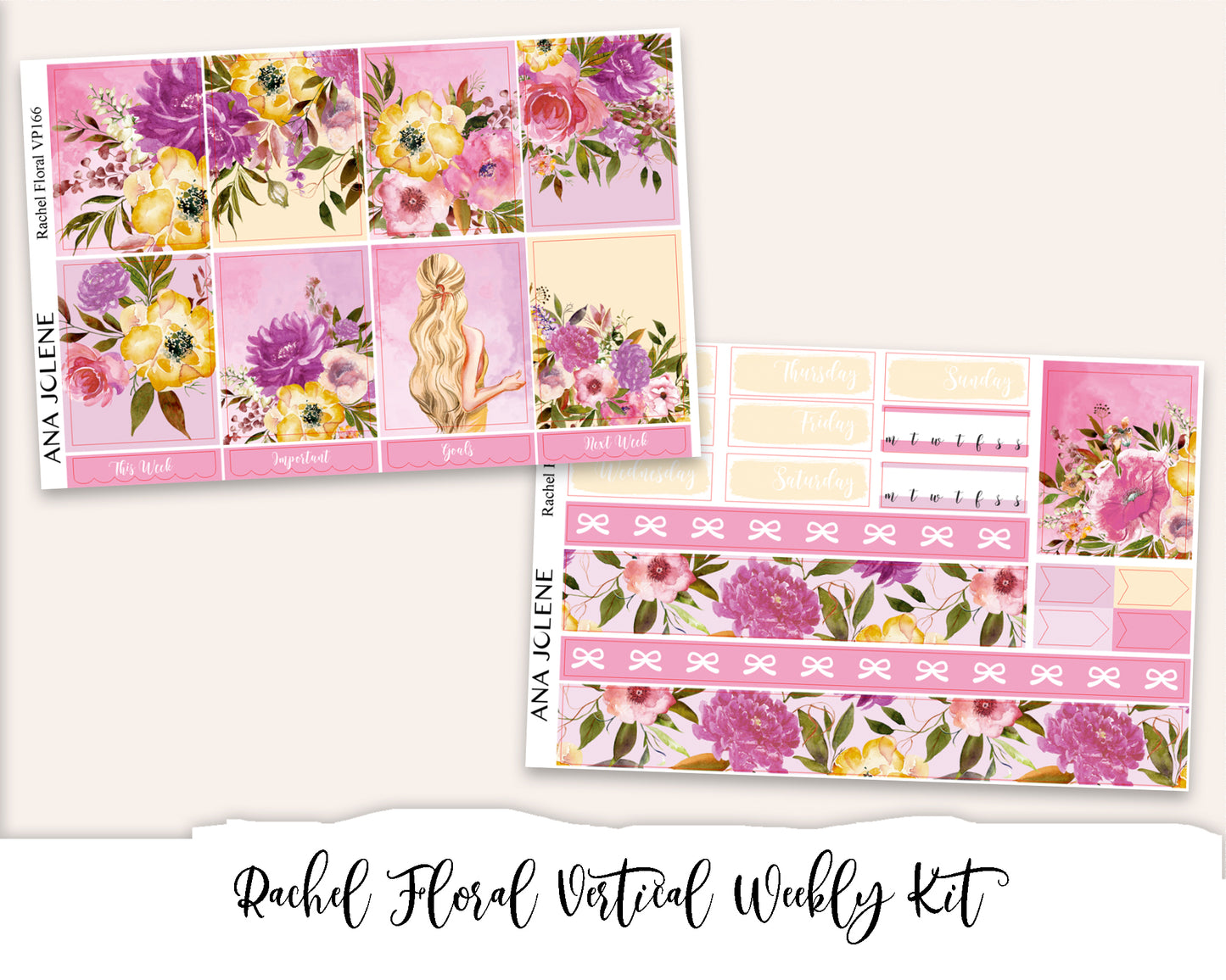 RACHEL FLORAL Planner Sticker Kit (Vertical Weekly)
