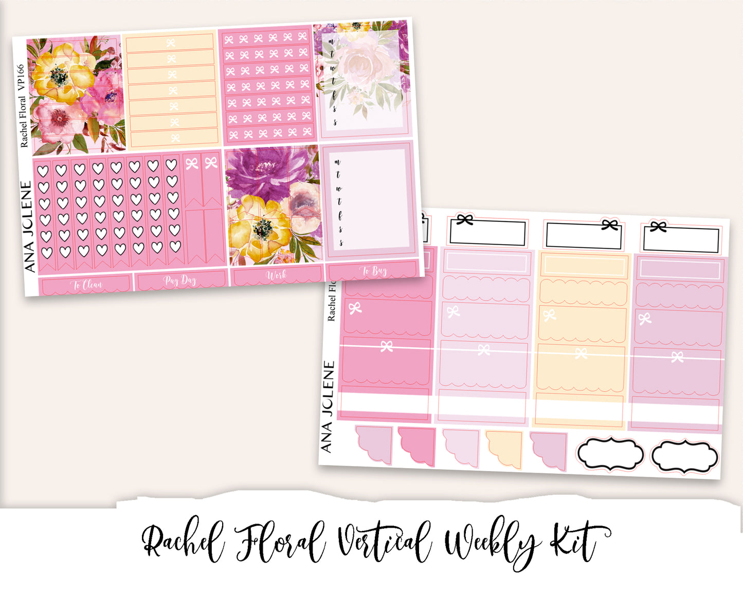 RACHEL FLORAL Planner Sticker Kit (Vertical Weekly)