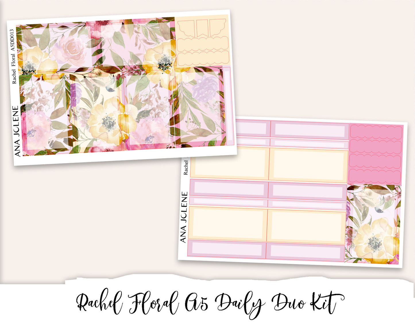 RACHEL FLORAL EC A5 Daily Duo Planner Sticker Kit (Erin Condren)
