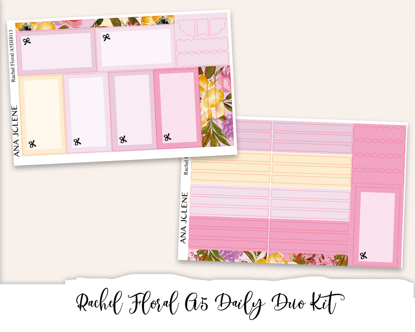 RACHEL FLORAL EC A5 Daily Duo Planner Sticker Kit (Erin Condren)