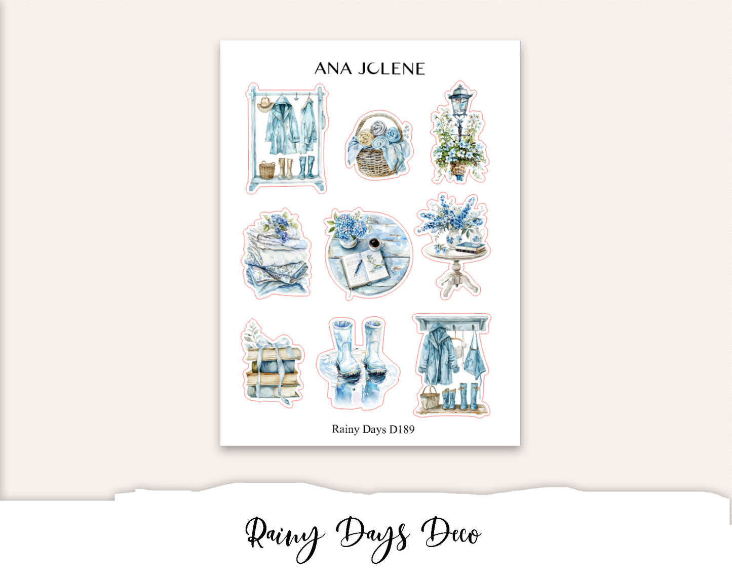 RAINY DAYS Hobonichi Weeks Planner Sticker Kit