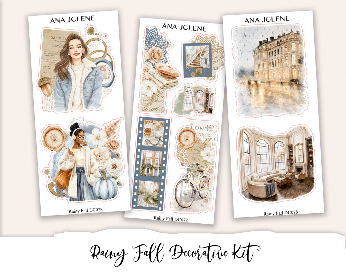 RAINY FALL Decorative Planner Sticker Kit