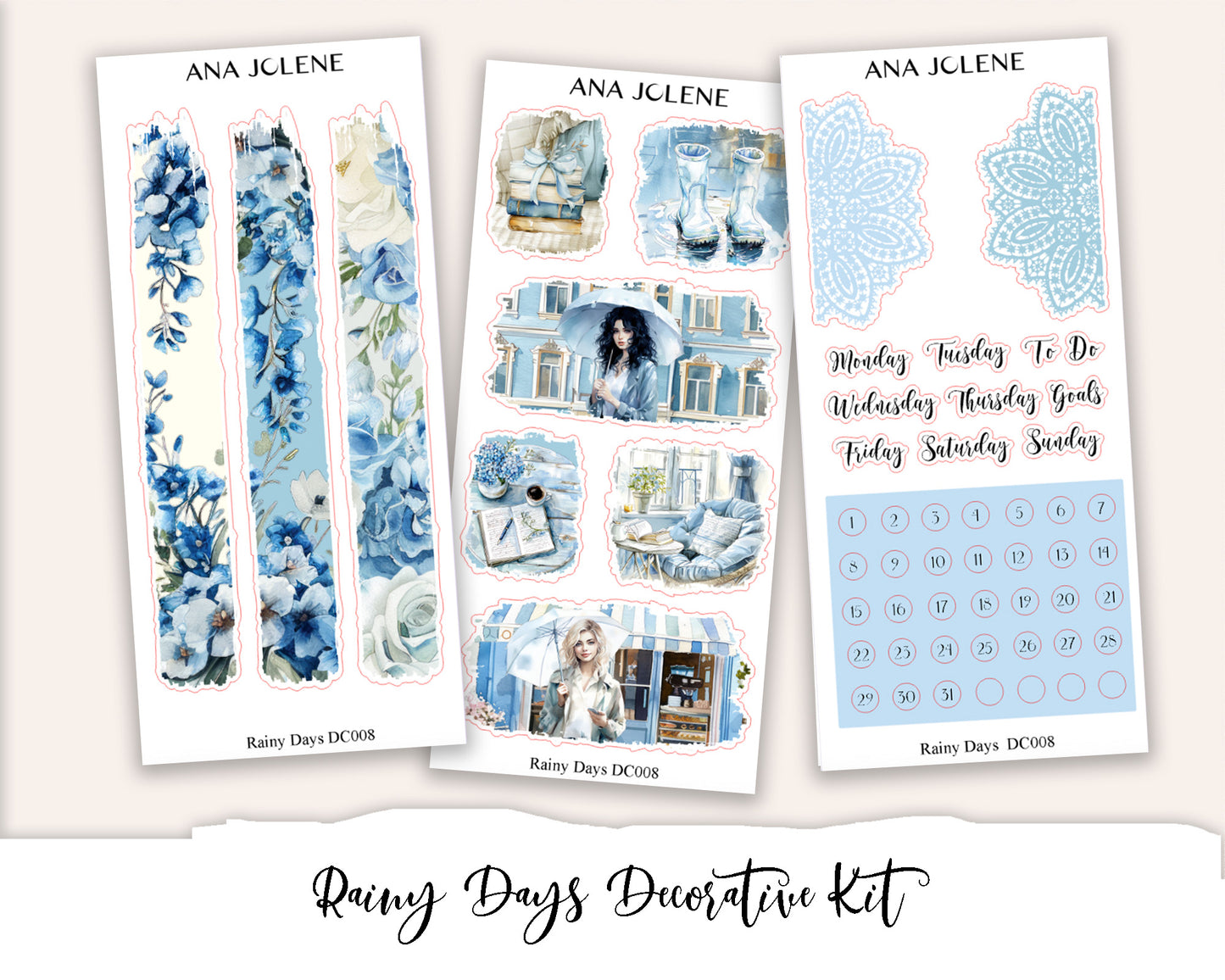 RAINY DAYS Decorative Planner Sticker Kit