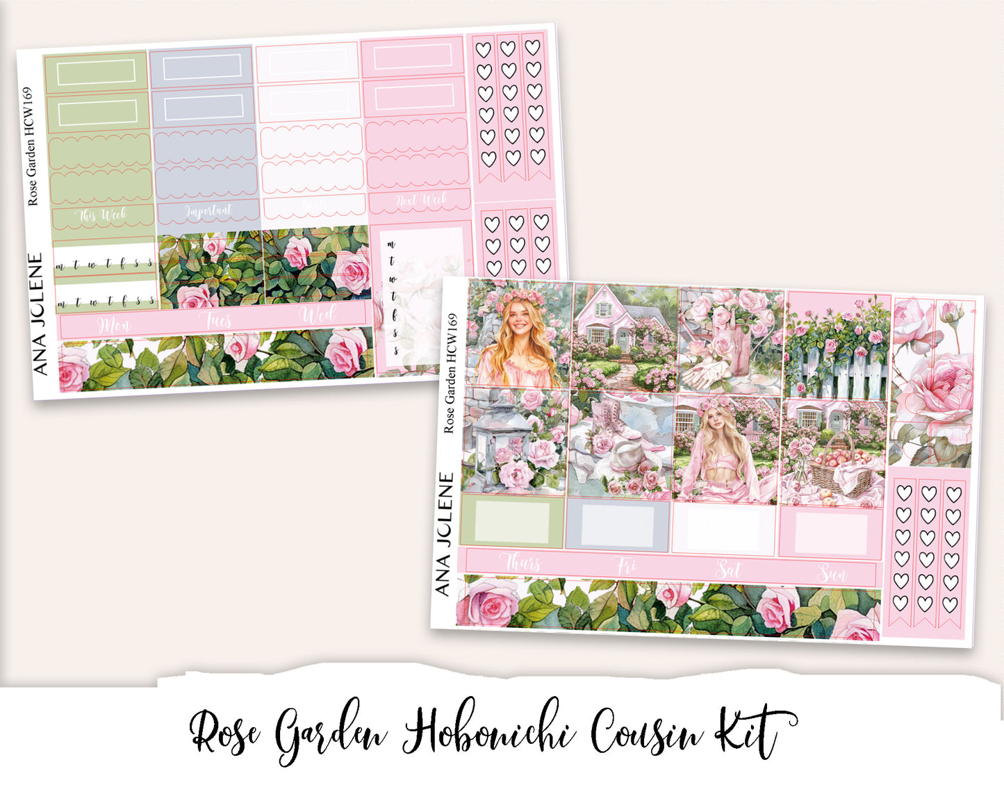 ROSE GARDEN Hobonichi Cousin Weekly Planner Sticker Kit
