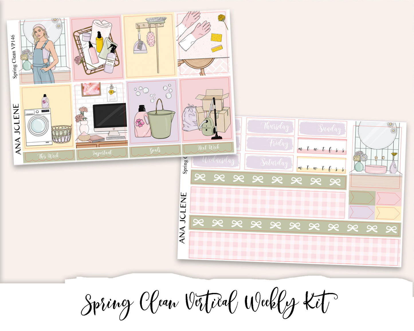 SPRING CLEAN Planner Sticker Kit (Vertical Weekly)