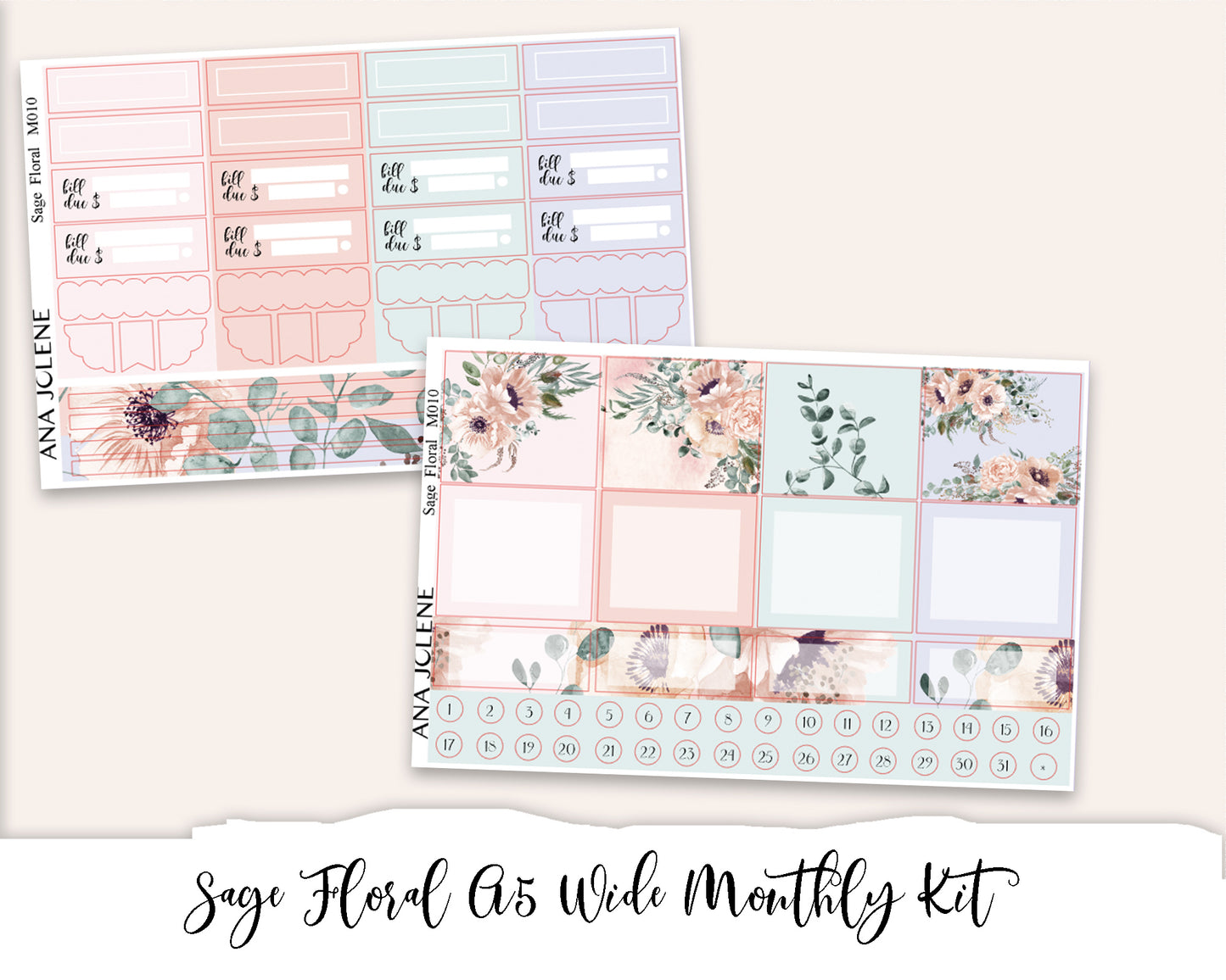 Monthly Kits for A5Wide inserts Bundle 1