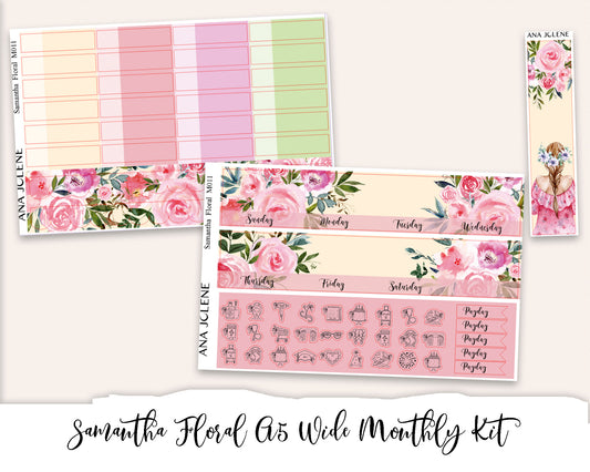 SAMANTHA FLORAL Monthly Planner Sticker Kit (A5 Wide)