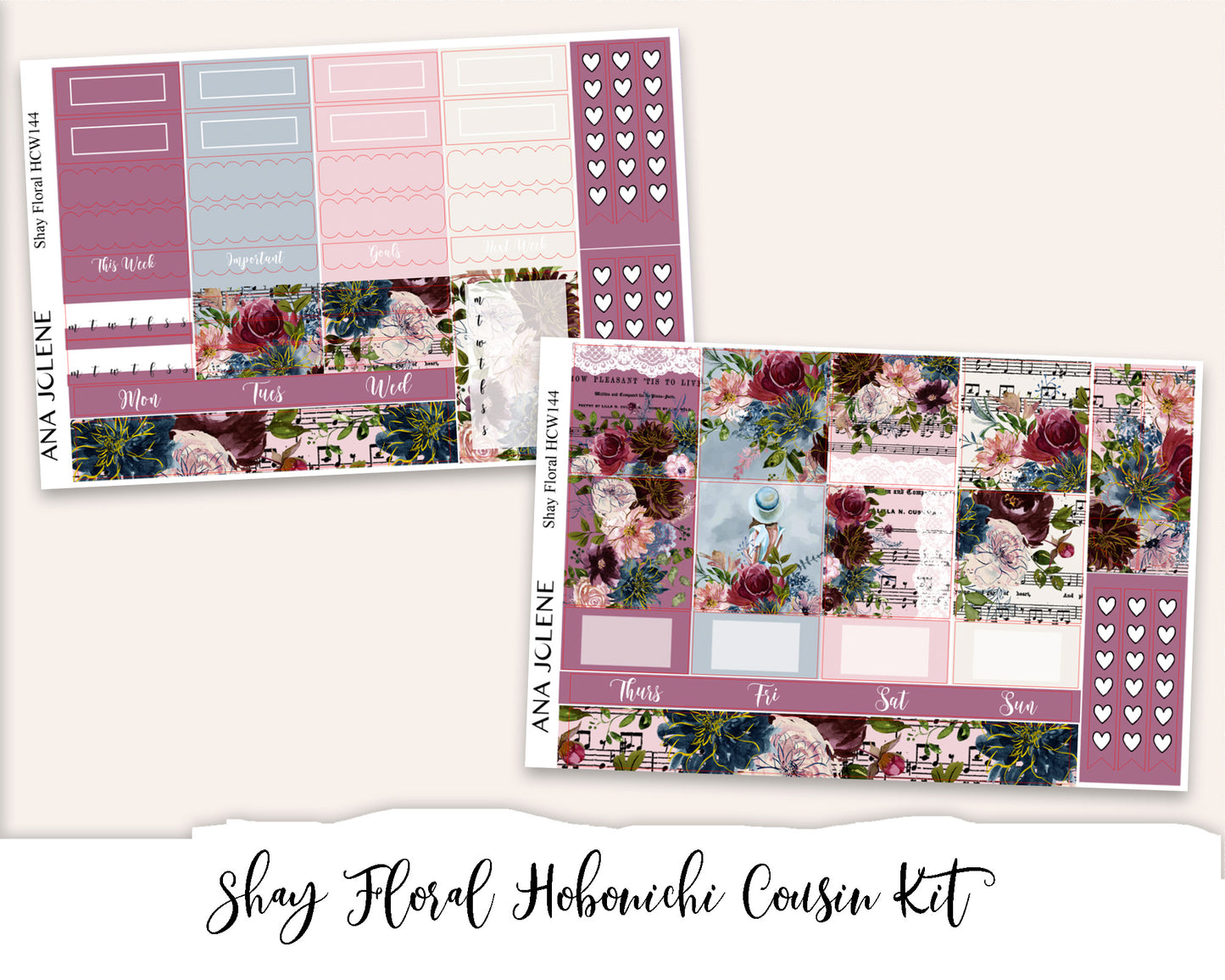 SHAY FLORAL Hobonichi Cousin Weekly Planner Sticker Kit