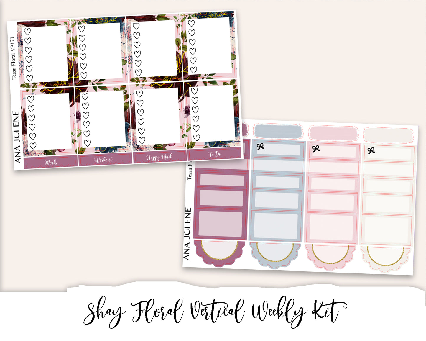 SHAY FLORAL Planner Sticker Kit (Vertical Weekly)