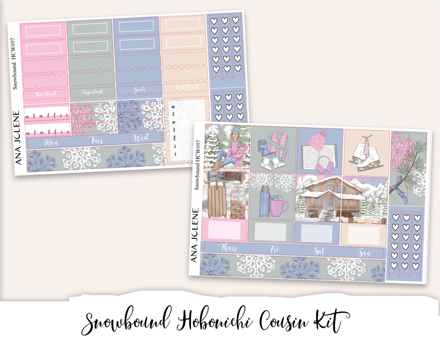 SNOWBOUND Hobonichi Cousin Weekly Planner Sticker Kit