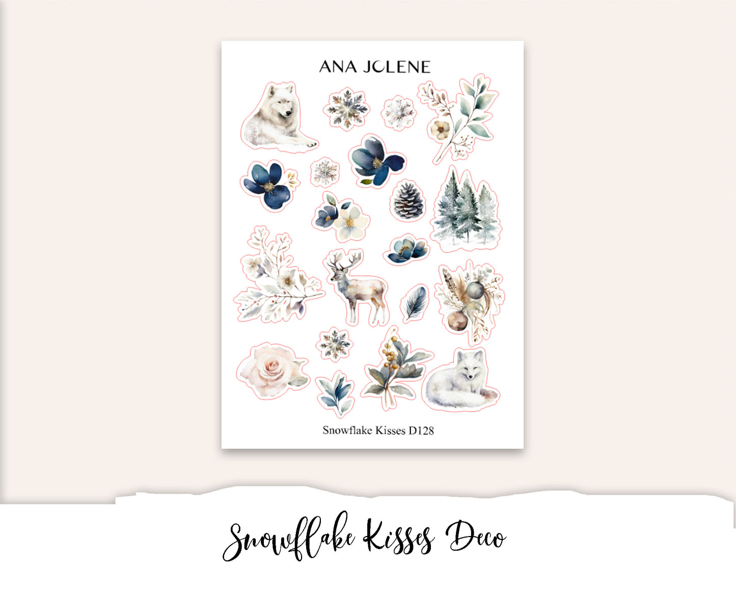 SNOWFLAKE KISSES Hobonichi Cousin Weekly Planner Sticker Kit