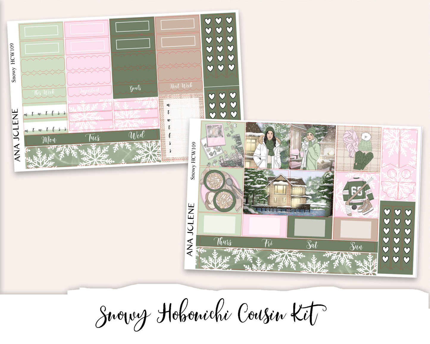 SNOWY Hobonichi Cousin Weekly Planner Sticker Kit