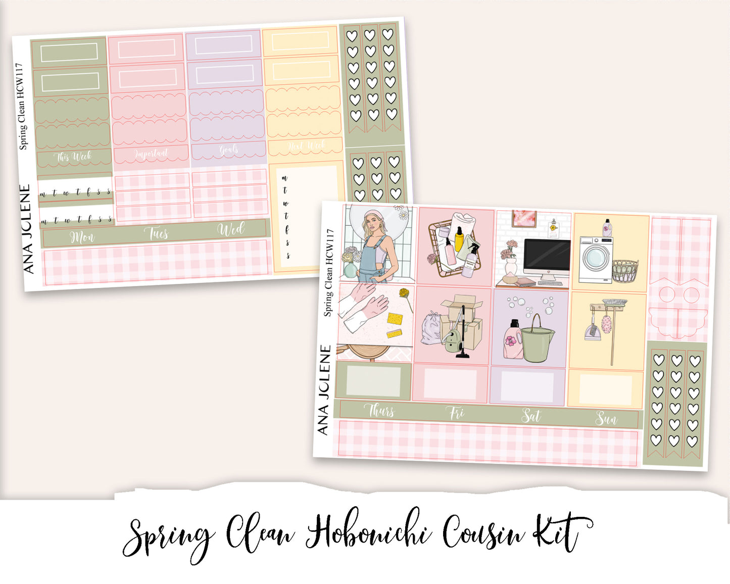 SPRING CLEAN Hobonichi Cousin Weekly Planner Sticker Kit