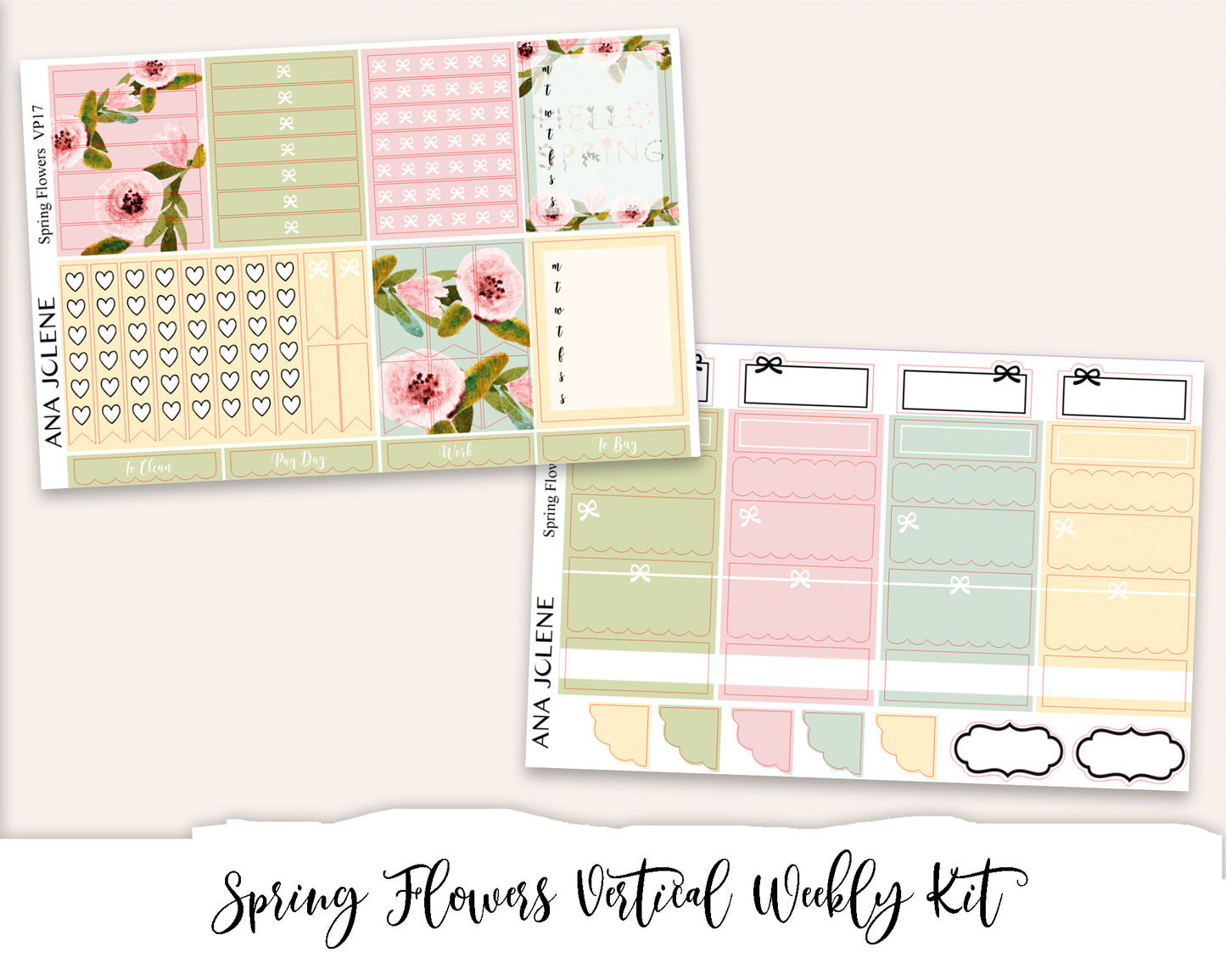 SPRING FLOWERS Planner Sticker Kit (Vertical Weekly)