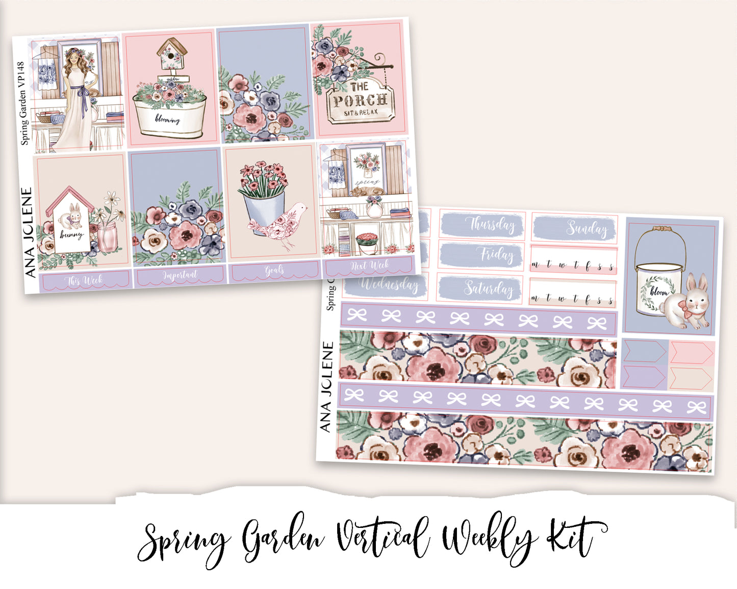 SPRING GARDEN Planner Sticker Kit (Vertical Weekly)