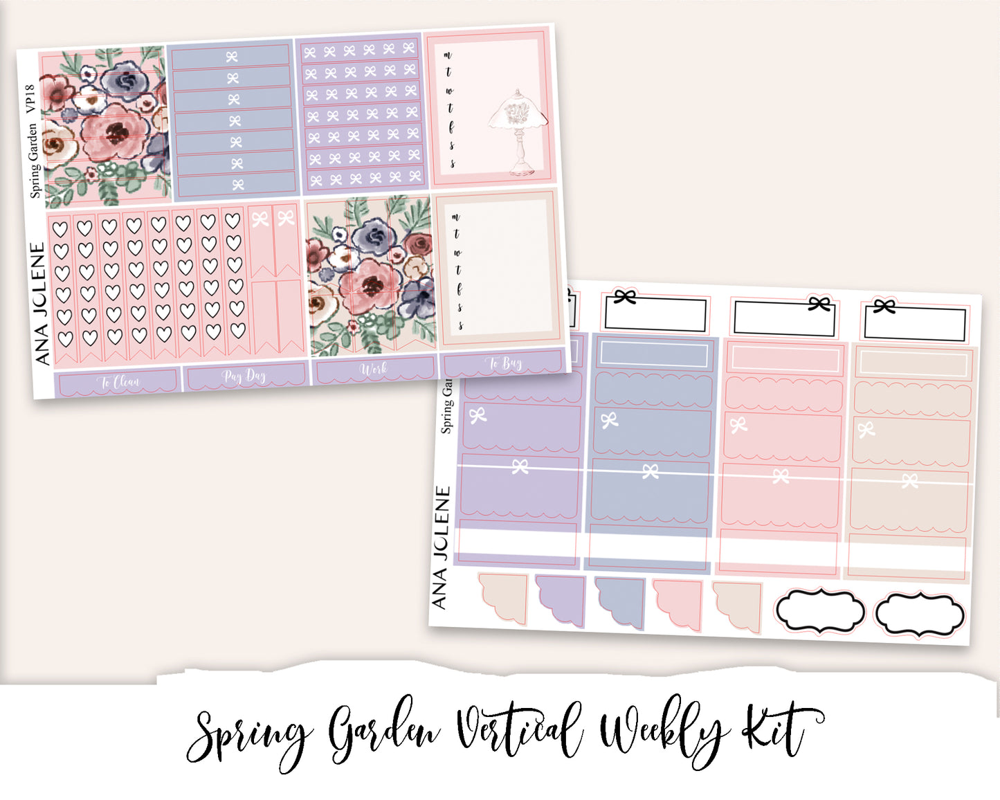 SPRING GARDEN Planner Sticker Kit (Vertical Weekly)