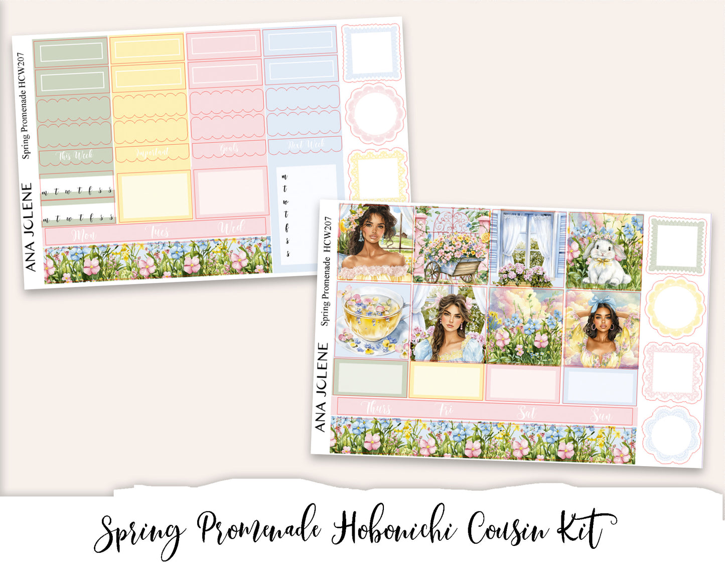 SPRING PROMENADE  Hobonichi Cousin Weekly Planner Sticker Kit