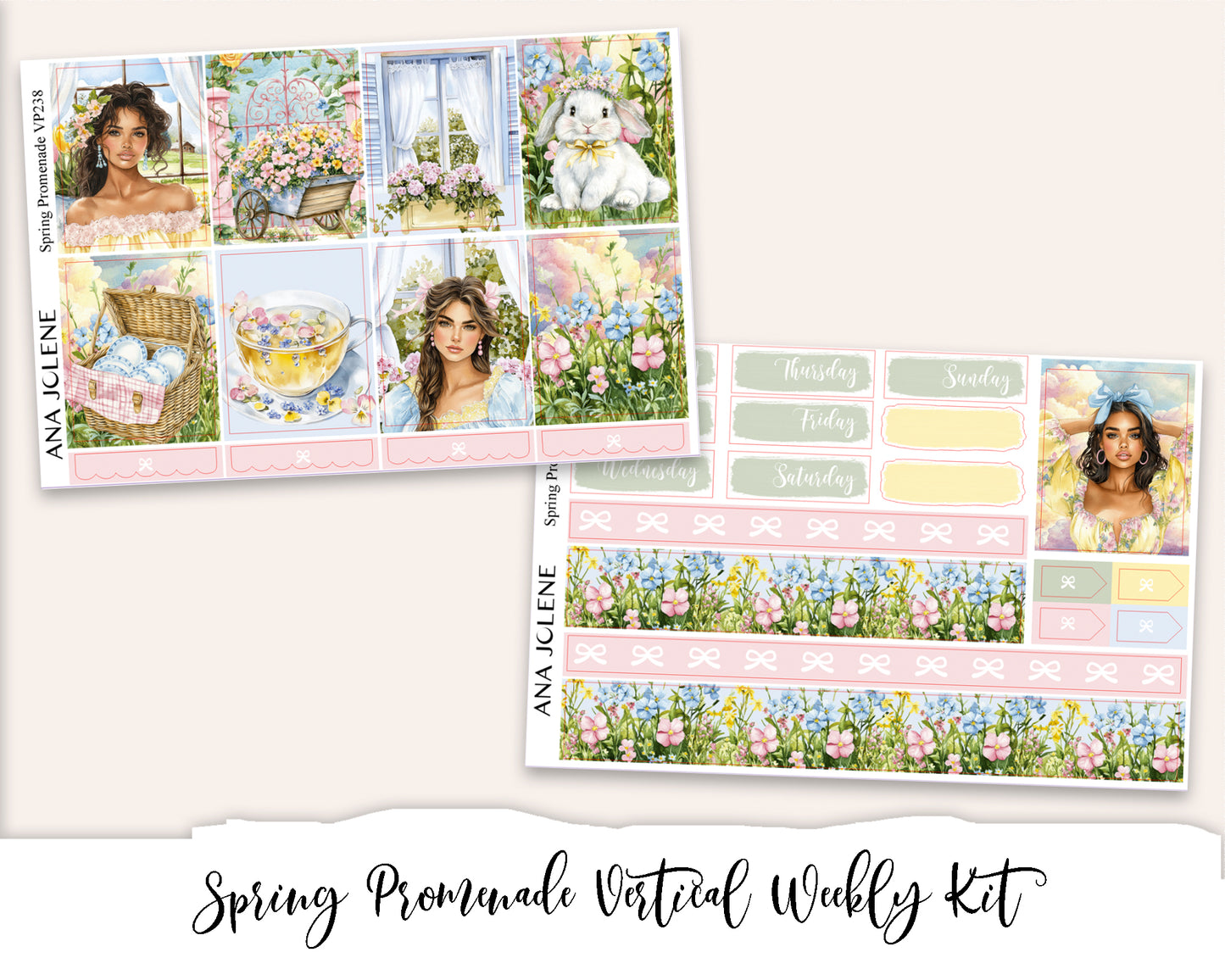 SPRING PROMENADE Planner Sticker Kit (Vertical Weekly)