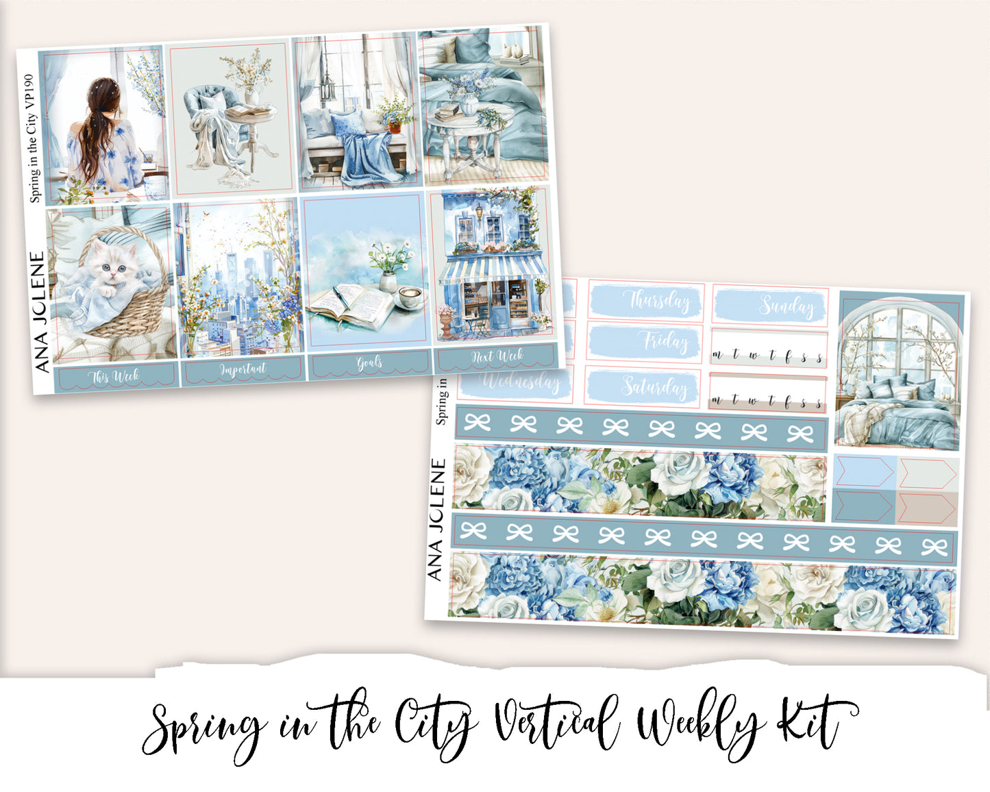 SPRING IN THE CITY Planner Sticker Kit (Vertical Weekly)