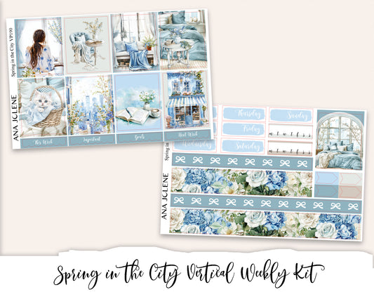 SPRING IN THE CITY Planner Sticker Kit (Vertical Weekly)