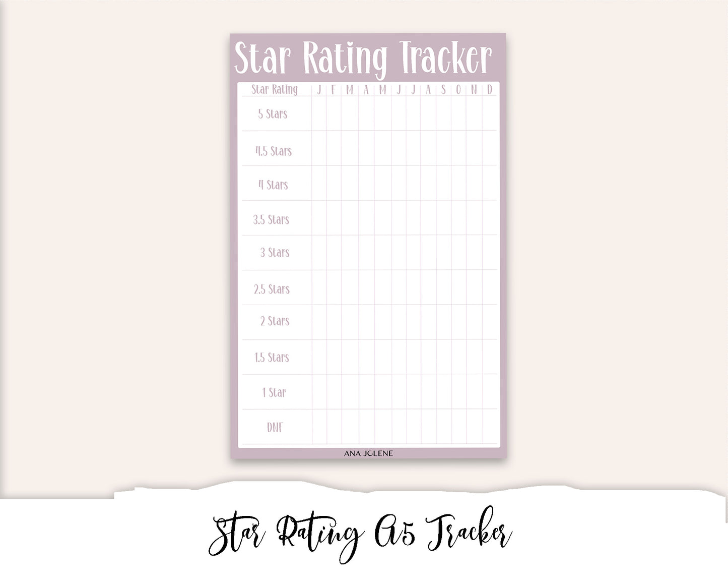 Star Rating Tracker Full Page Sticker - A5 Reading Journal