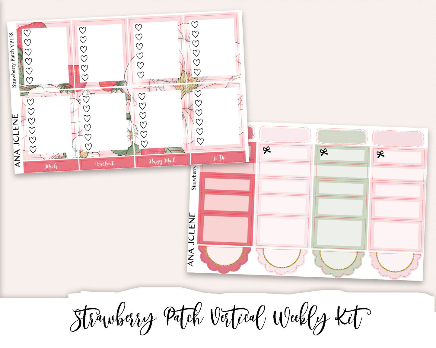 STRAWBERRY PATCH Planner Sticker Kit (Vertical Weekly)