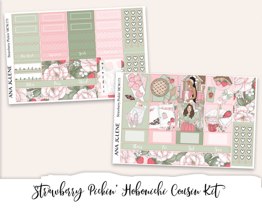 STRAWBERRY PICKIN'  Hobonichi Cousin Weekly Planner Sticker Kit