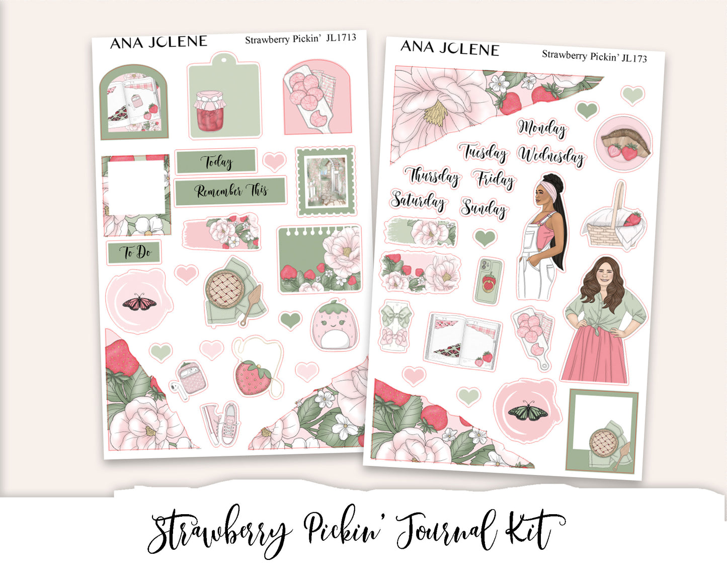 STRAWBERRY PICKIN' Mini Journal Sticker Kit