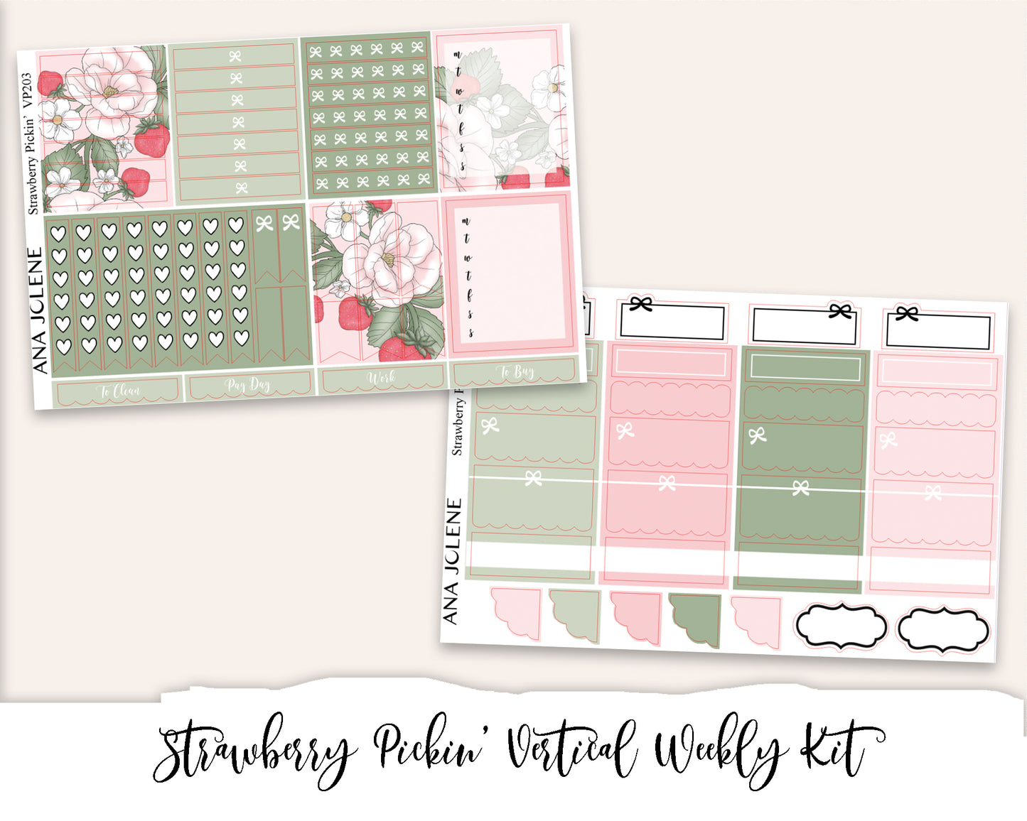STRAWBERRY PICKIN' Planner Sticker Kit (Vertical Weekly)