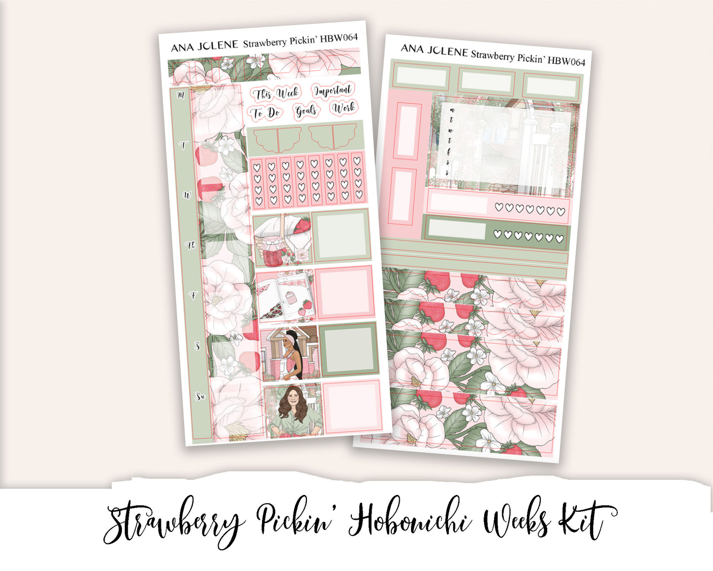 STRAWBERRY PICKIN' Hobonichi Weeks Planner Sticker Kit