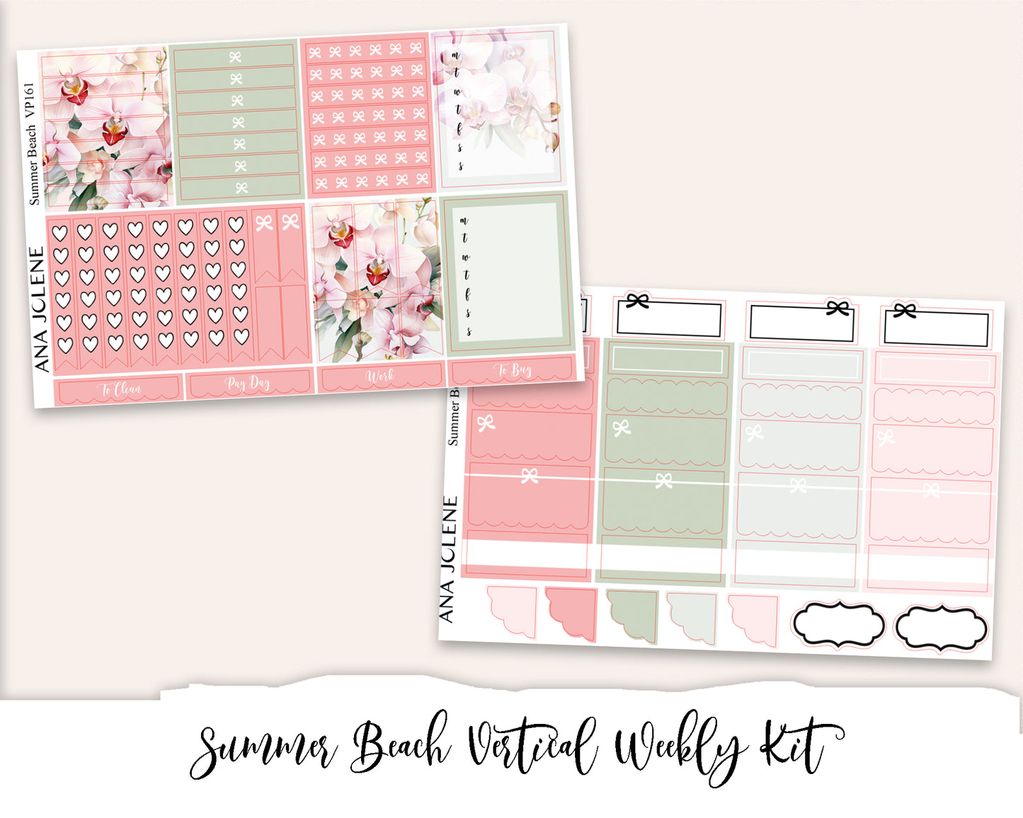 SUMMER BEACH Planner Sticker Kit (Vertical Weekly)