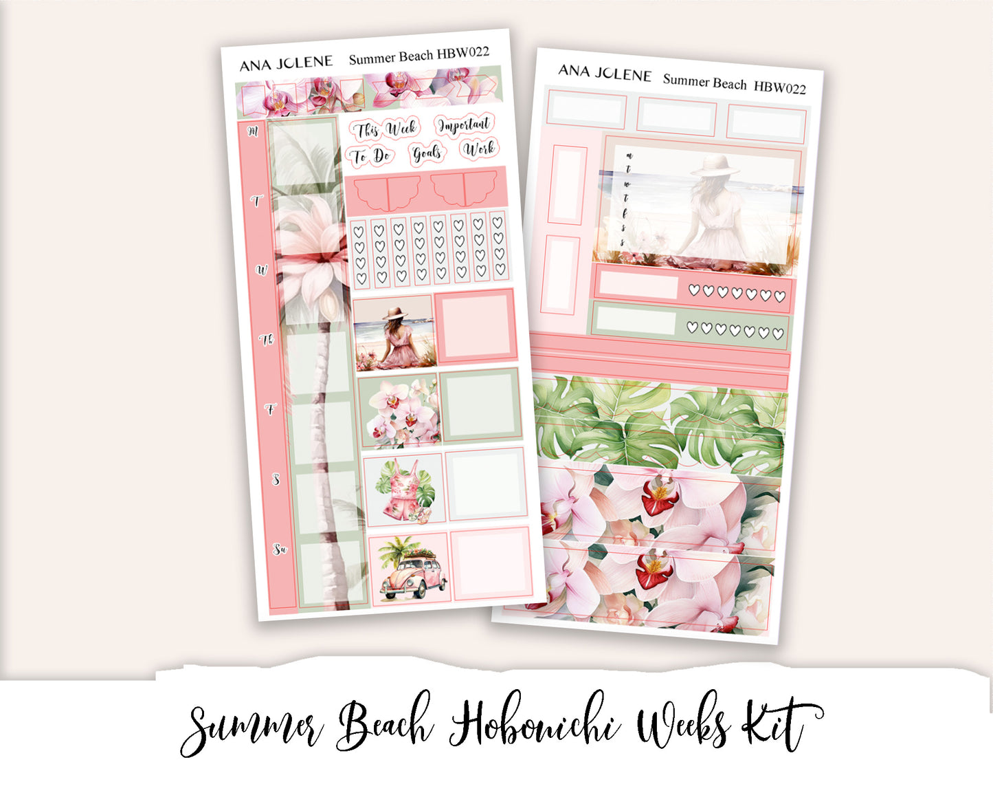 SUMMER BEACH Hobonichi Weeks Planner Sticker Kit