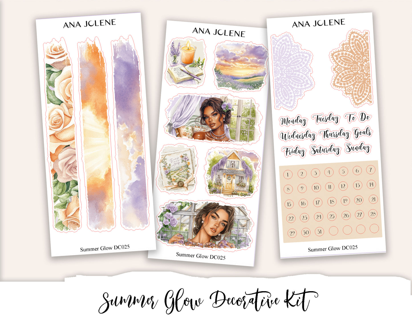 SUMMER GLOW Decorative Planner Sticker Kit