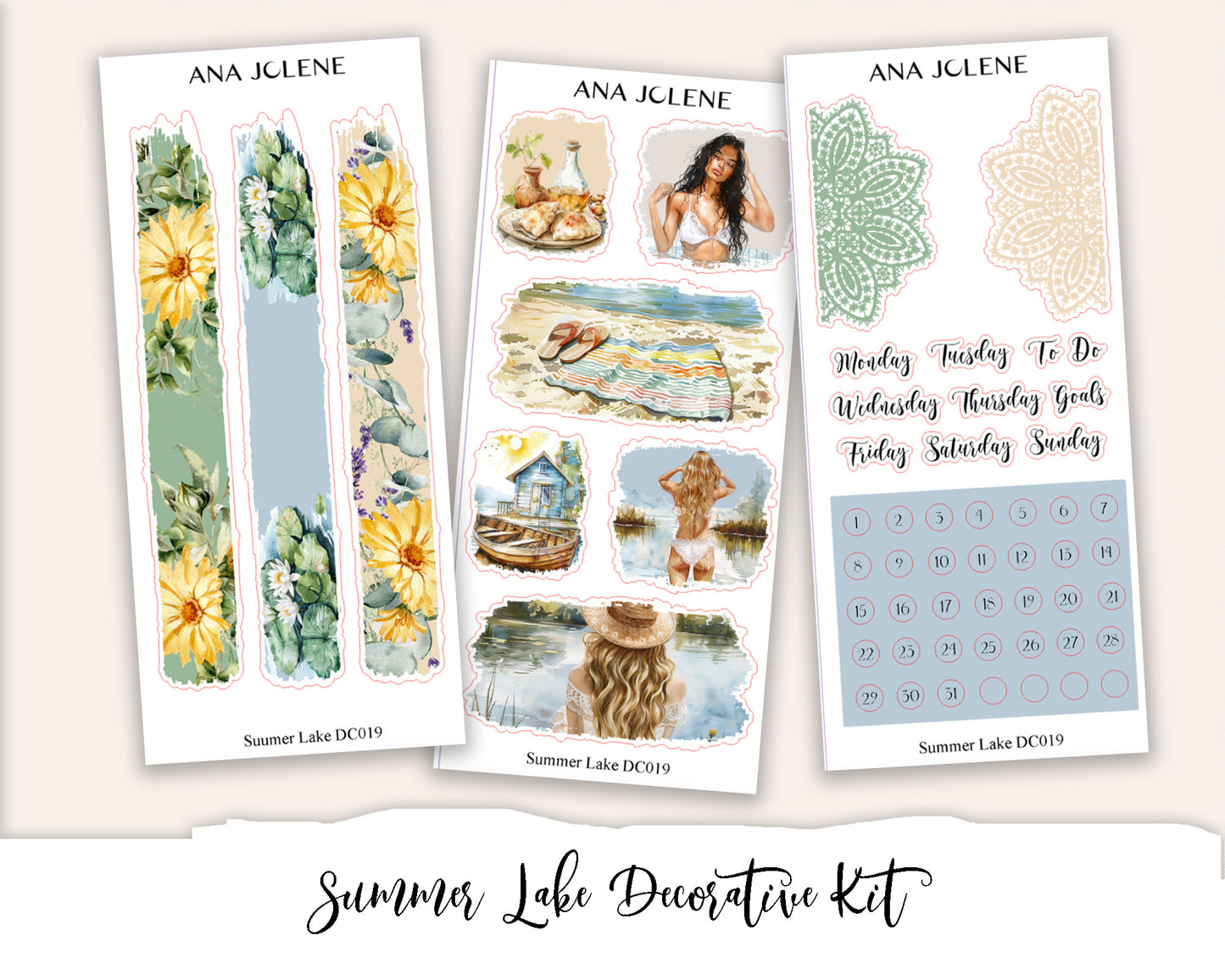 SUMMER LAKE Decorative Planner Sticker Kit